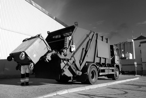 Fleet of commercial waste removal trucks